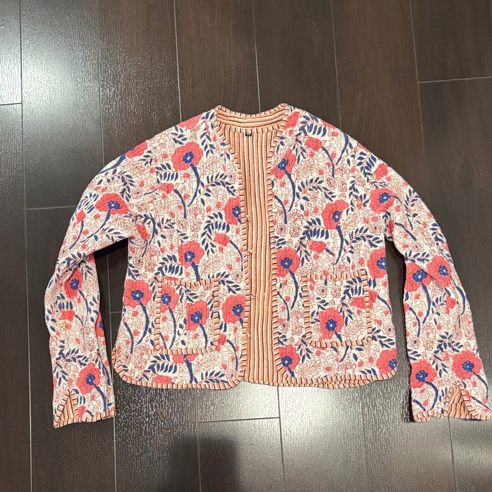 Floral Women's Jacket - Red and Blue